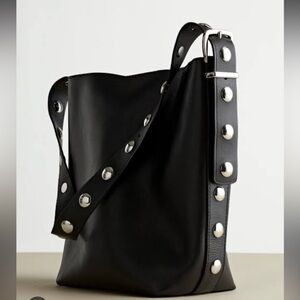 Madewell Black Studded Leather Tote Bag